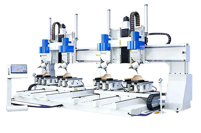 Centre d’usinage CNC 5 axes à 4 têtes et 2 canaux d’usinage