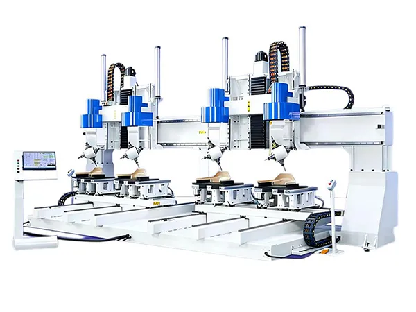 Centre d’usinage CNC 5 axes à 4 têtes et 2 canaux d’usinage