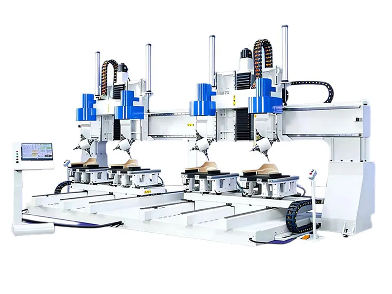 Centre d’usinage CNC 5 axes à 4 têtes et 2 canaux d’usinage